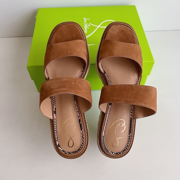 ✨New SAM EDELMAN Luca  Leather Wedge Platform Jute Sandals 10M - Picture 6 of 10